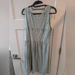 Ann Taylor Loft Seafoam Sleeveless Eyelet Bodice Dress, Size 14